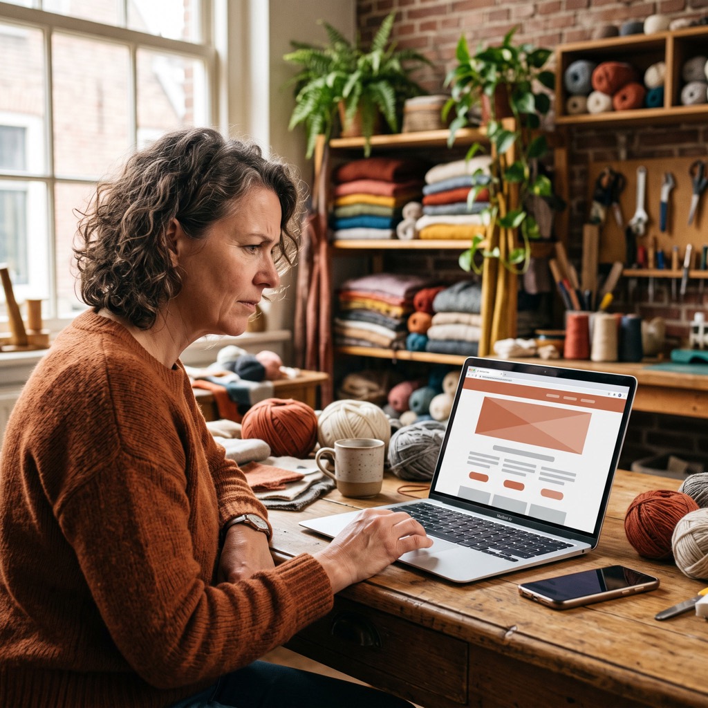 Ondernemer bekijkt kritisch een verdachte e-mail op een laptop aan het bureau