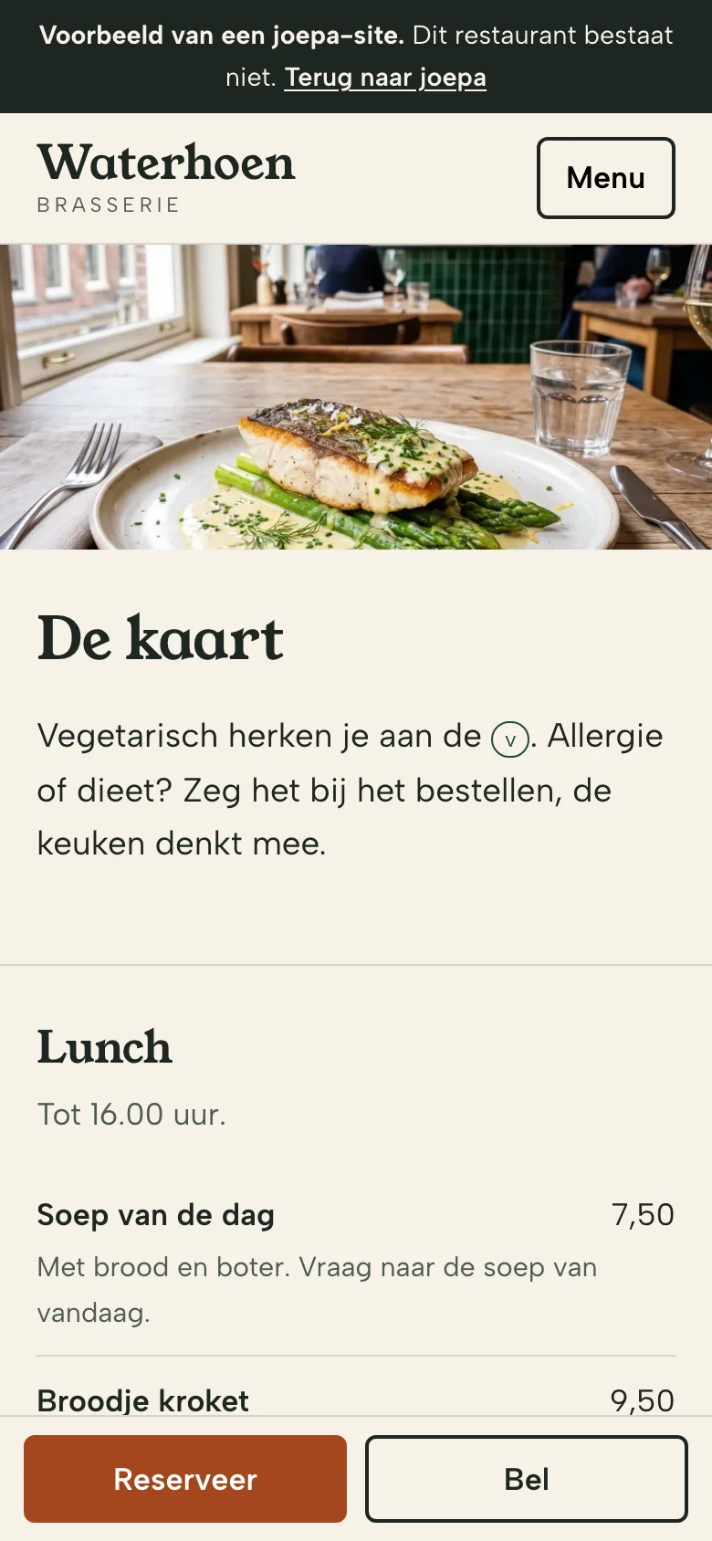 Brasserie Waterhoen op een telefoon