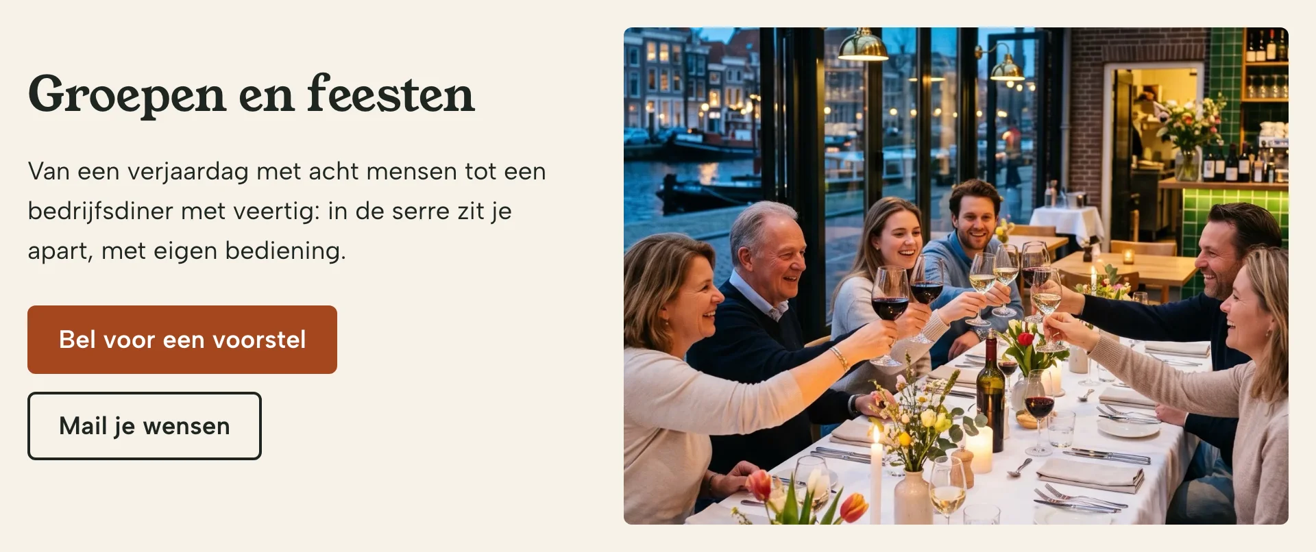 De pagina Groepen en feesten van de voorbeeldsite