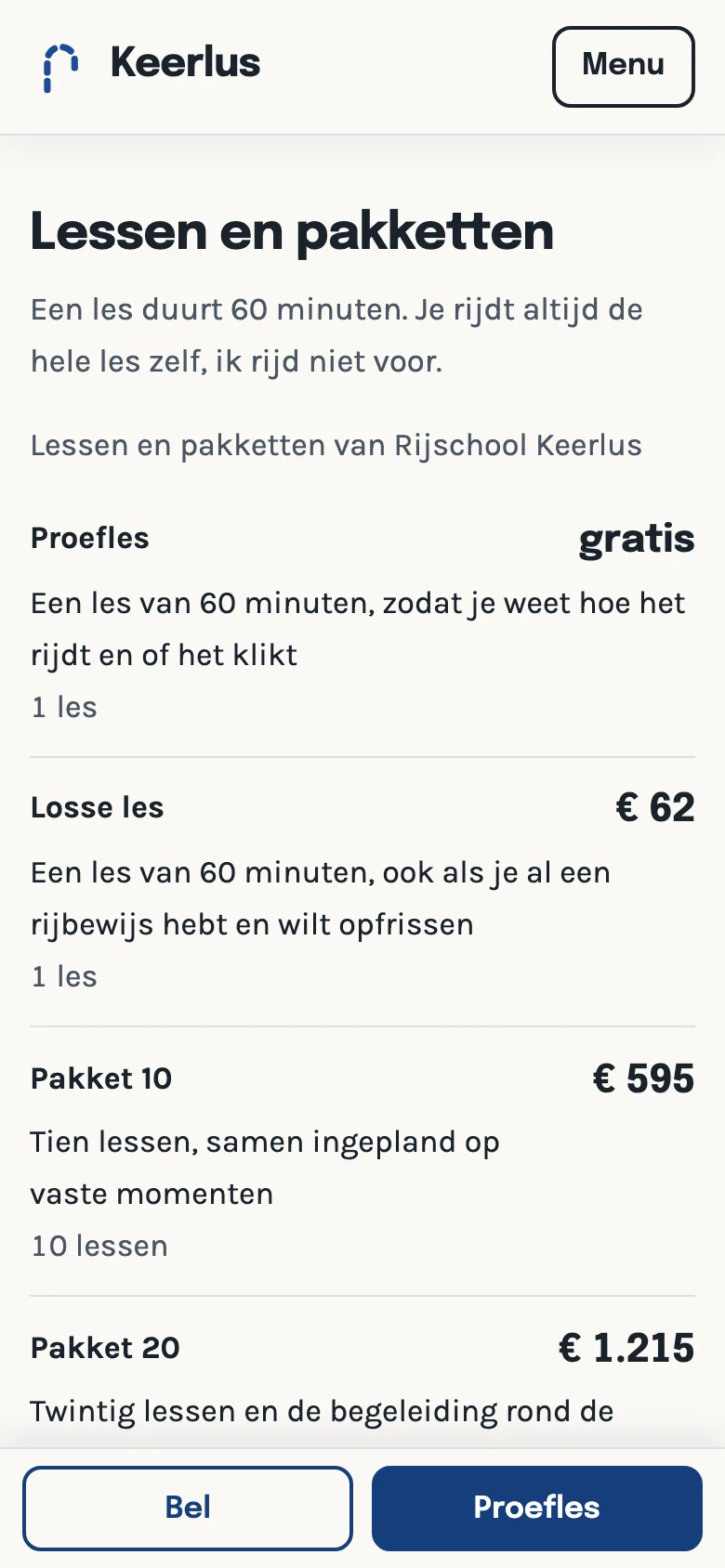 Rijschool Keerlus op een telefoon