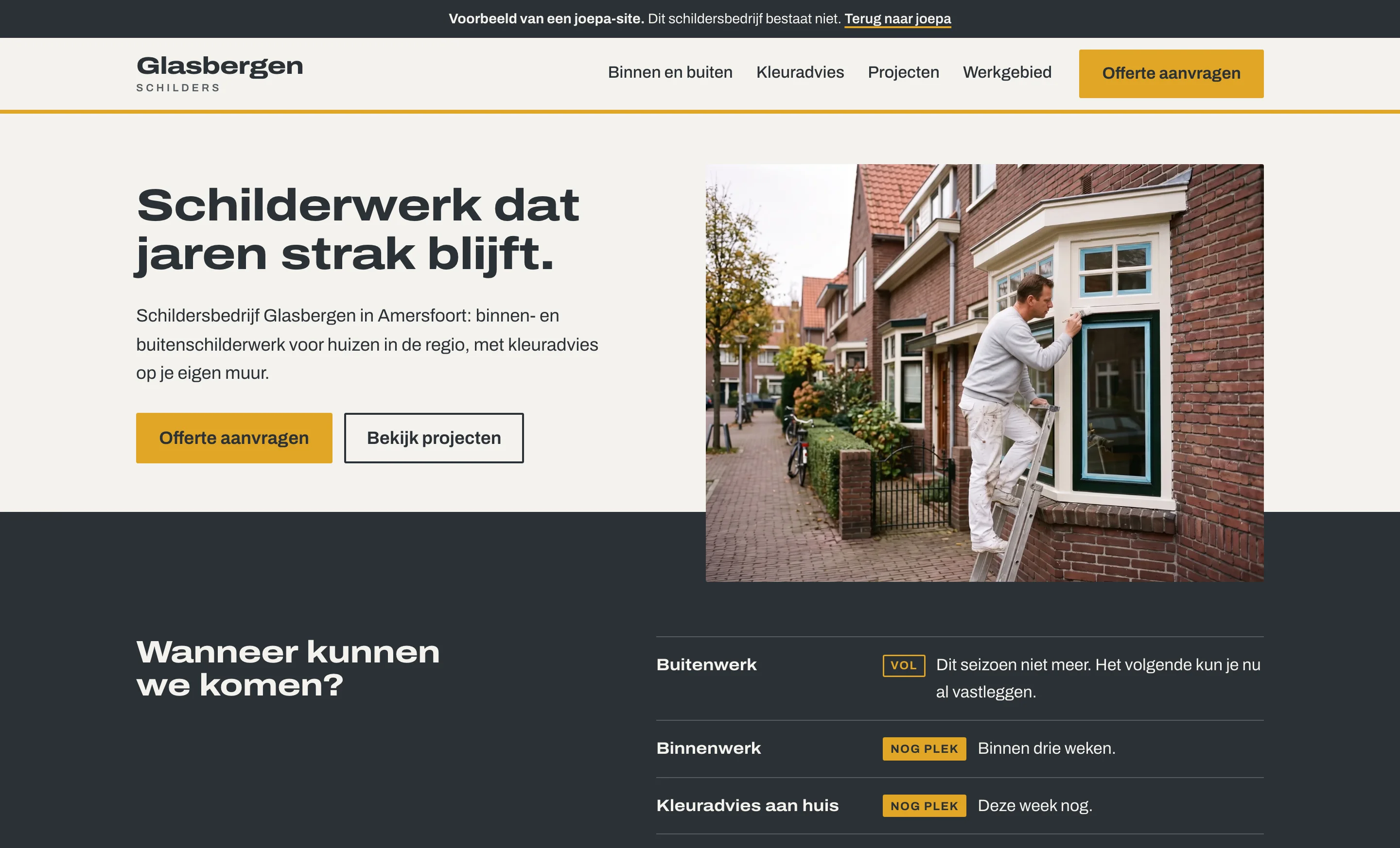 Schildersbedrijf Glasbergen op een laptop