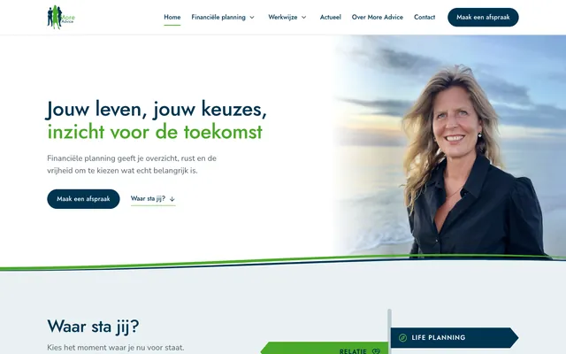 De homepage van More Advice