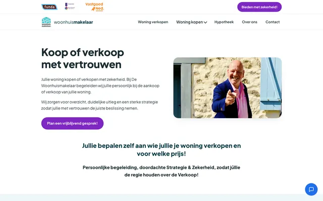 De homepage van Woonhuismakelaar
