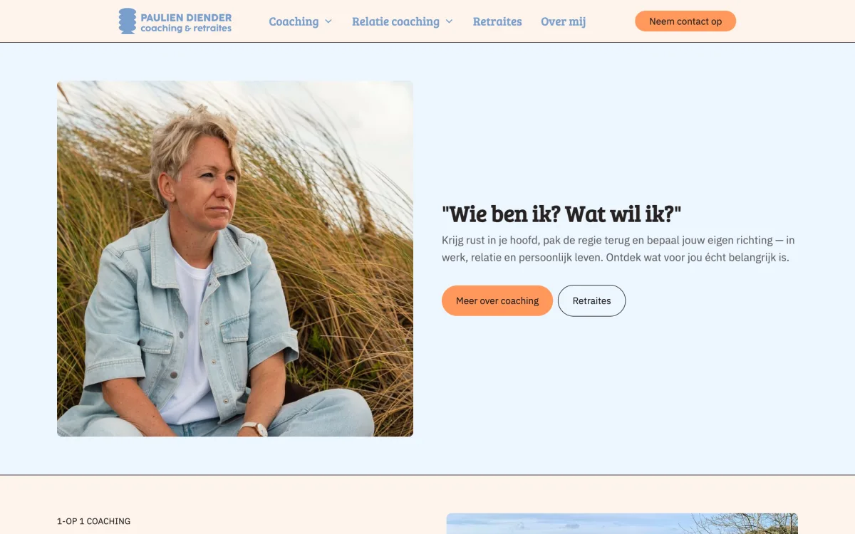 Homepage van Paulien Diender, coaching en relatiecoaching in Kampen
