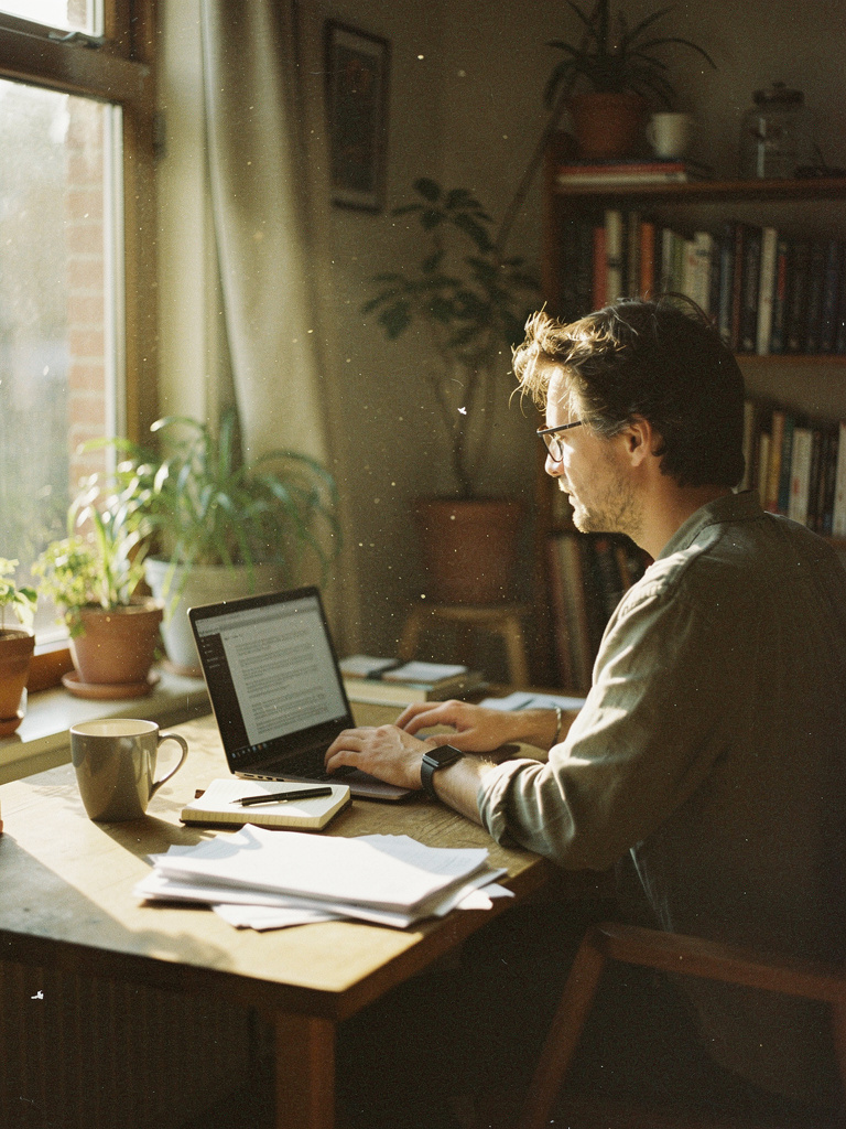 Ondernemer werkt aan de eigen website