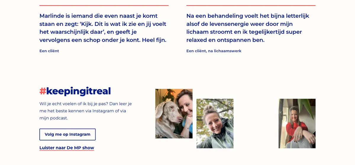 Citaten van cliënten en foto's onder #keepingitreal
