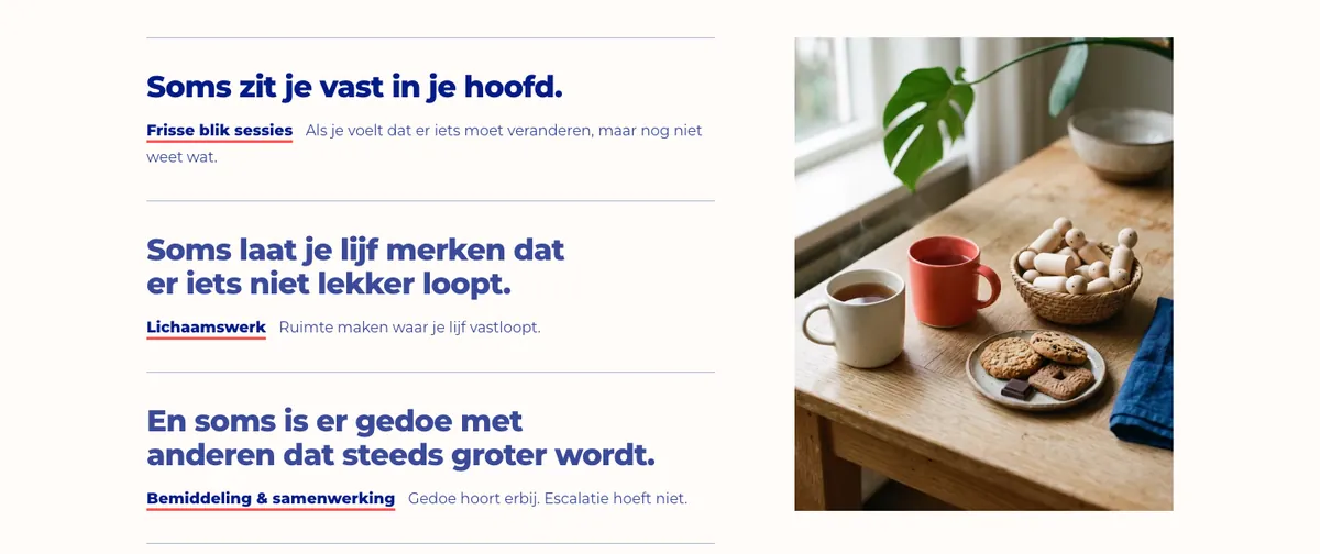 De drie 'Soms...'-regels op de homepage