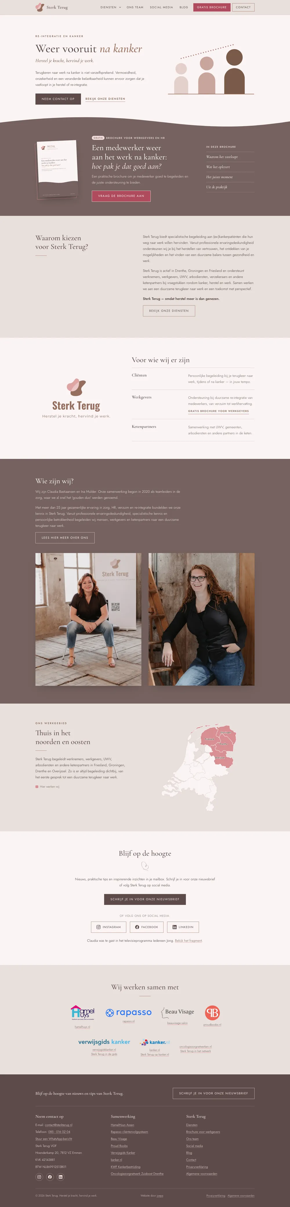 De volledige homepage van Sterk Terug